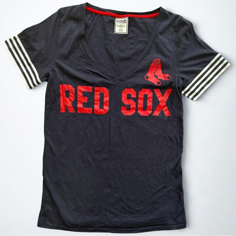 Vintage Pink Victoria's Secret 5th Ocean Women Boston Red Sox V-Neck Size Large